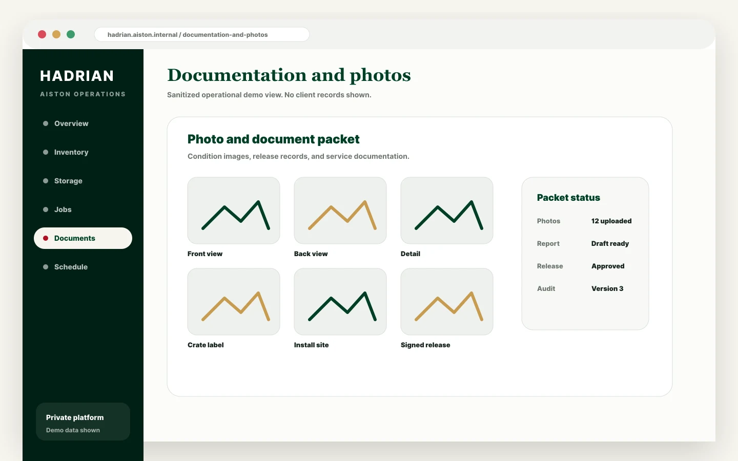 Example Hadrian documentation interface